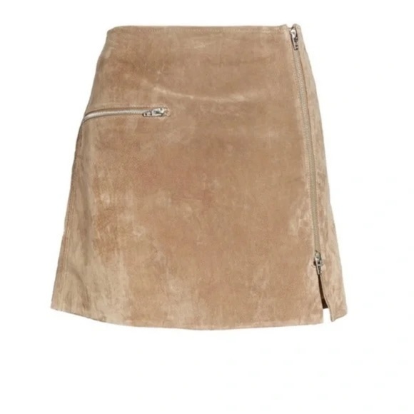 BLANK NYC Suede Leather Zipper Mini Skirt in Shroom | Size 30 - Picture 10 of 10